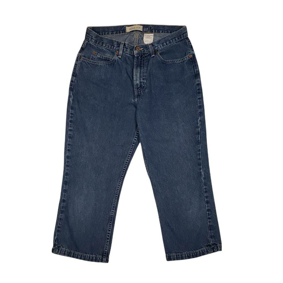 Vtg Gap BootCut Capri Jeans 8 Womens Rigid USA Made Dark Blue Mid Rise 30 x 20.5 - Picture 1 of 9